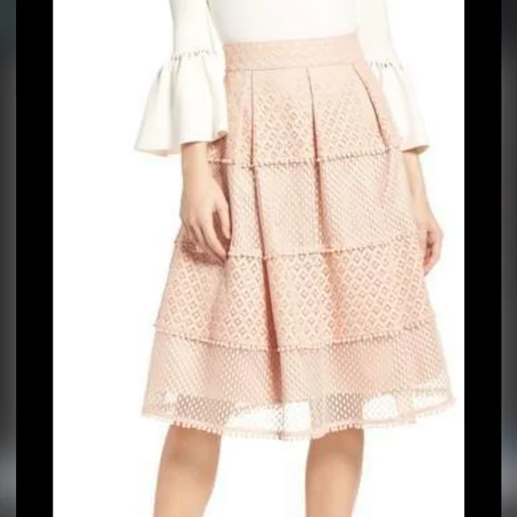 🔥🔥Eliza J blush Easter teared pleated lace skirt pockets 2 - Picture 15 of 16